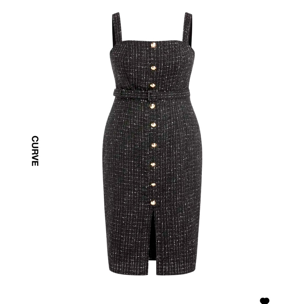 Elegant Black Tweed Dresss